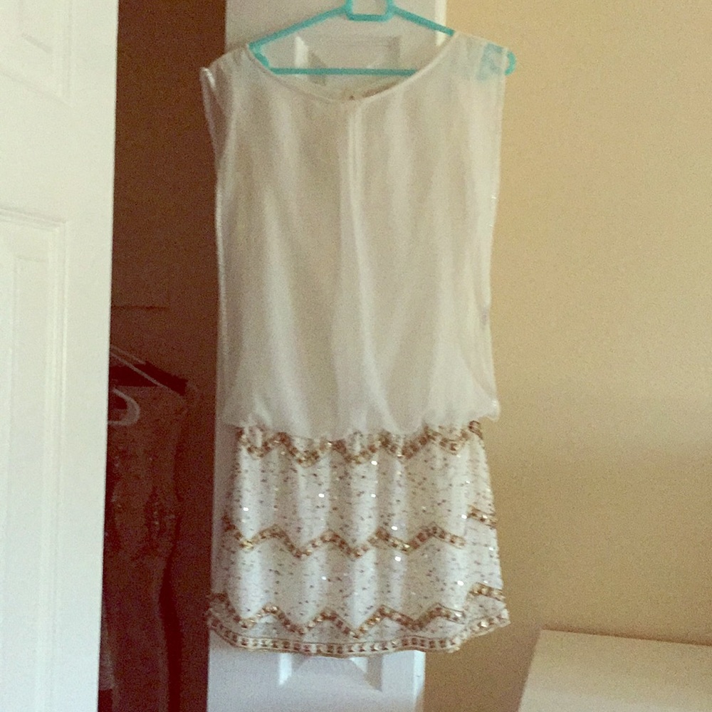 White dress with golden sequins